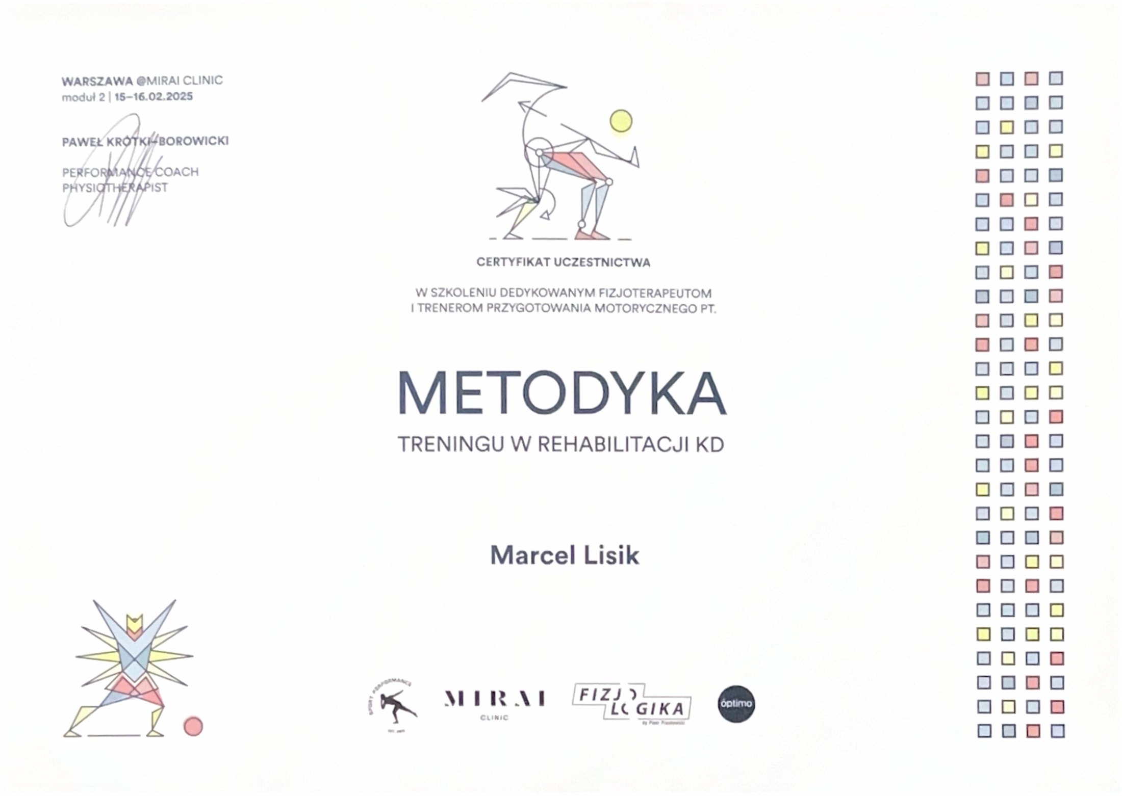 Marcel Lisik — certyfikat 10