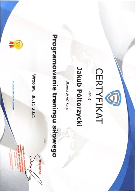 Jakub Półtorzycki — certyfikat 3