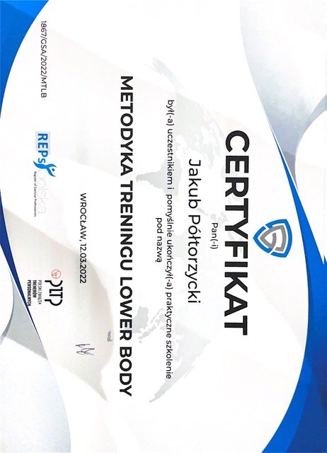 Jakub Półtorzycki — certyfikat 4