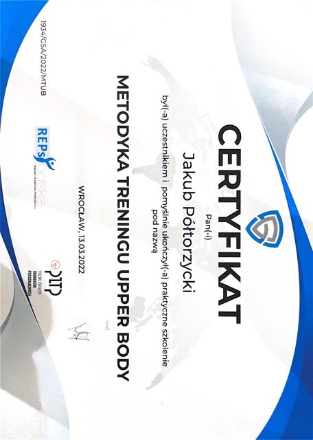 Jakub Półtorzycki — certyfikat 5