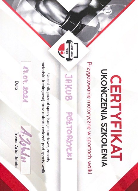 Jakub Półtorzycki — certyfikat 6