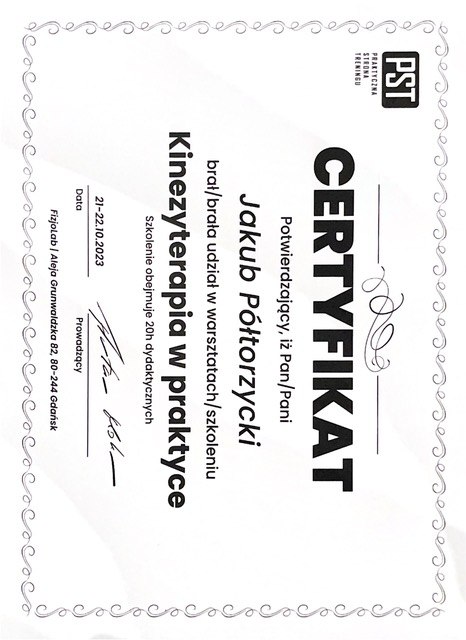 Jakub Półtorzycki — certyfikat 14