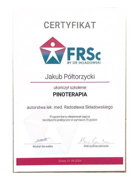 Jakub Półtorzycki — certyfikat 18