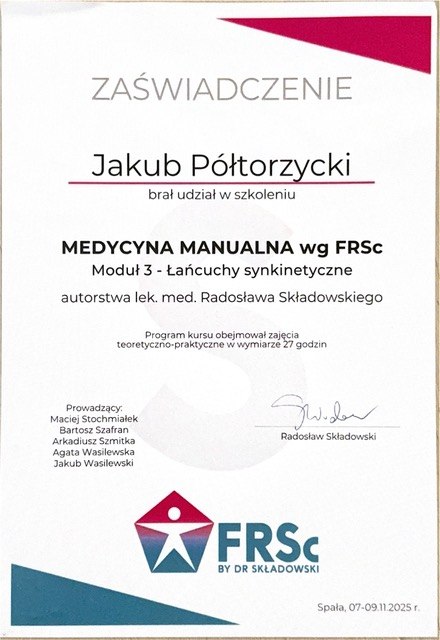 Jakub Półtorzycki — certyfikat 25