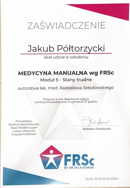 Jakub Półtorzycki — certyfikat 29