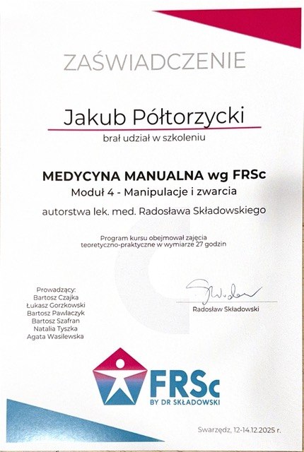 Jakub Półtorzycki — certyfikat 30